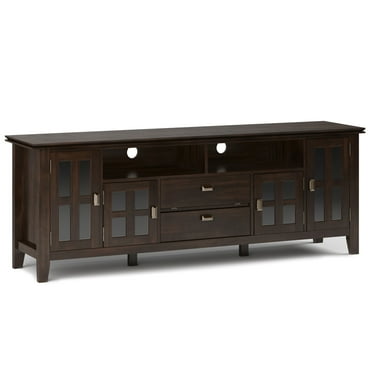 Simpli Home Artisan Wood 72" Transitional TV Media Stand in Tobacco Brown For TVs up to 80"