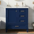 thumbnail image 4 of Harper & Bright Designs 30" Bathroom Vanity, Bathroom Cabinet with Sink Combo Set, Bathroom Storage Cabinet with Soft Closing Door and 3 Drawers, Blue, 4 of 15