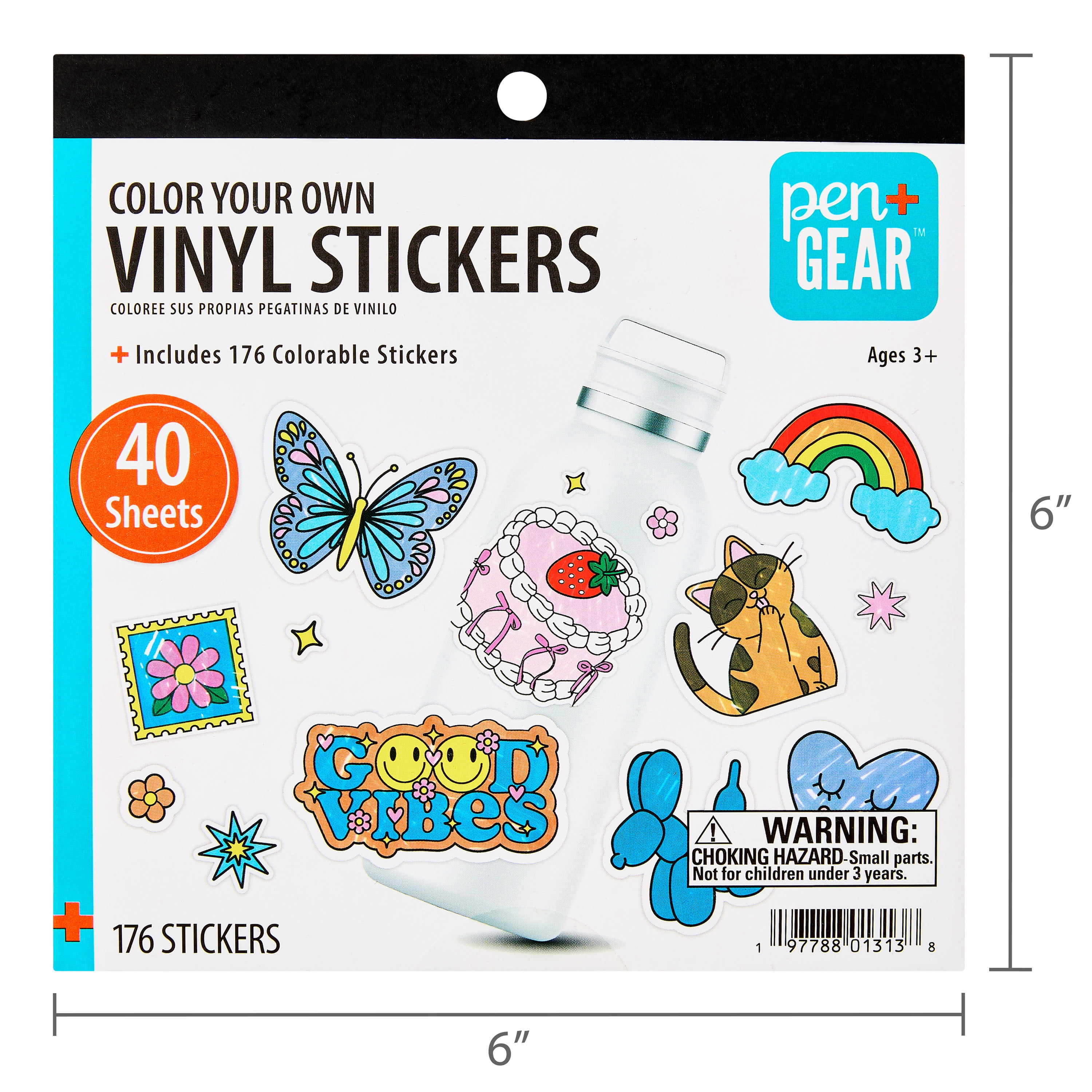 Pen+Gear Color Your Own Vinyl Sticker Kit, 176 Stickers, 40 Sheets