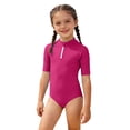 thumbnail image 5 of Swimsuit Girls Rash Guard Swimsuits Short Sleeve Zipper Bathing Suit Girls Size 10-11 Years, 5 of 5