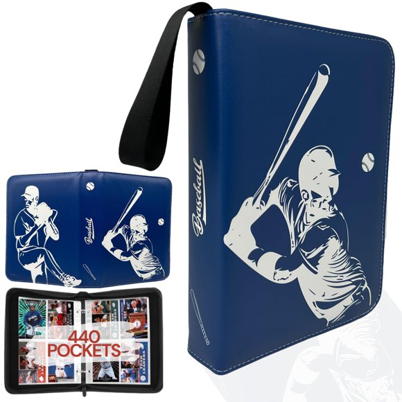 Carpeta para tarjetas de béisbol Rucher con 55 fundas para 440 tarjetas, azul
