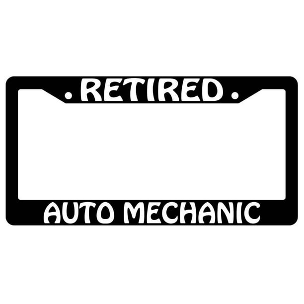 Retired Auto Mechanic Black Plastic License Plate Frame AMA Walmart