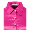 thumbnail image 5 of J. METHOD Women's Satin Button Down Shirt Long Cuff Sleeve Collar Silky Office Work Formal Casual Blouse Top NEWT74 Fuchsia M, 5 of 7