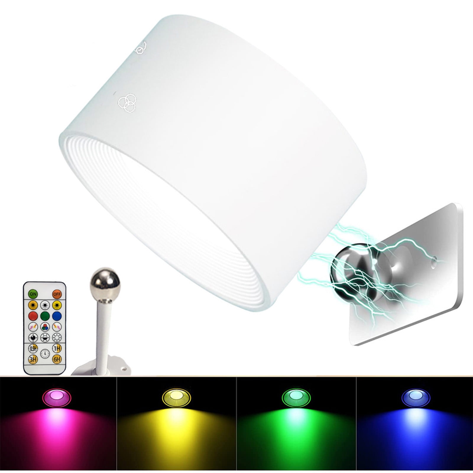 Gnmfd Up & Down LED Wall Sconce 4 Color Temperature Dimmable Battery Operated Touch Remote Control Reading Bedside Night Light RGB Ambience Lamp Lights for Bedroom