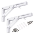 thumbnail image 1 of Uxcell 2 Pcs Folding Shelf Brackets, 8 Inch Iron Collapsible Shelf Bracket, L Shelf Bracket Home Decor, White, 1 of 6