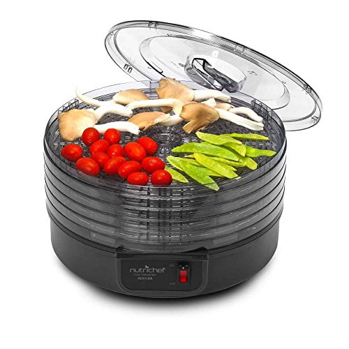 NutriChef Electric Countertop Food Dehydrator Machine - Professional Multi-Tier Food Preserver, Beef Jerky Maker, Fruit Vegetable Fish Poultry Dryer w/ 5 Stackable Trays, 180 F Max Temp