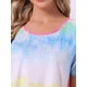 thumbnail image 5 of Camisón de mujer INSPIRE CHIC, vestido de camiseta, colorido, a rayas, con mangas cortas, camisón de noche, 2XL, arcoíris, 5 of 6
