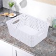 thumbnail image 1 of COOPHYA 2Pcs Woven Storage Boxes Lattice Design Organization For School Use White, 1 of 6
