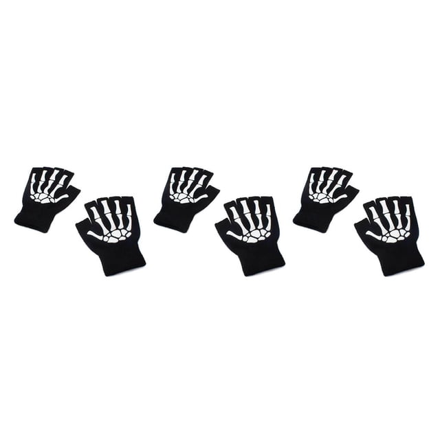 Naiovety Manoplas de Halloween de punto deportes montar guantes sin dedos mujeres luminosas fiesta de terror niños niñas calentadores de Type1 NO1