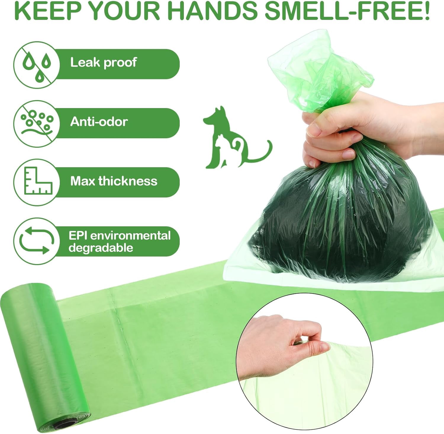 192 Sets Dog Poop Waste Bags with Dispenser Bulk Pet Waste Disposal Puppy Pet Supplies for Walking Travel Outdoor Odorless Leakproof