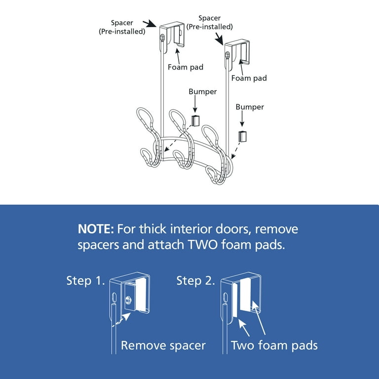 Mainstays SnugFit 3-Hook Metal over-the-Door Robe and Towel Holder Rack, Satin Nickel