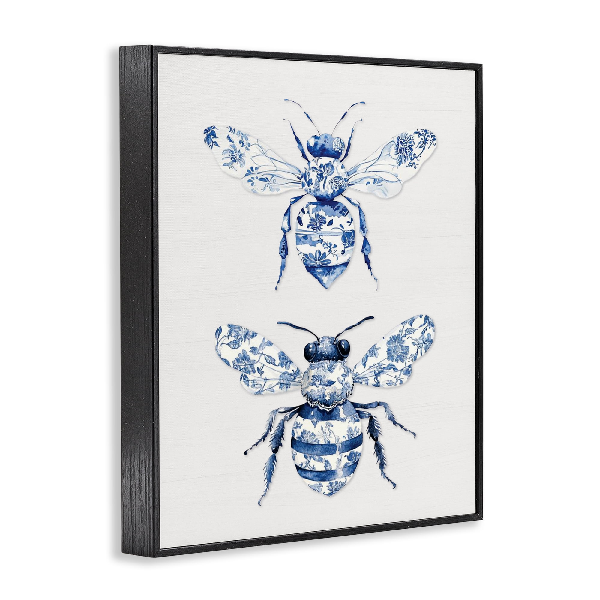 Toile Patterned Bees Black Framed Giclee Art, design by Lettered and Lined
