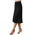 thumbnail image 4 of INSPIRE CHIC Women's Pleated Skirts High Waist Stretchy A Line Ribbed Knit Sweater Midi Skirt Fall Winter Outfits M Black, 4 of 6