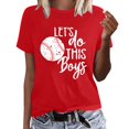 thumbnail image 1 of TSADFHJI Chandails Molletonnés Femmes Manches Longues Femmes Manches Courtes Col Rond Imprimé Baseball T-Shirt Imprimé Football Haut TG Rouge, 1 of 4