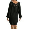 thumbnail image 2 of BLTIBY Womens Long Sleeve Sweater Dress V Neck Loose Fit Ribbed Bow Knit Pullover Mini Dress Fall Outfits Black M, 2 of 8