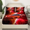 thumbnail image 2 of Erosebridal Red Sports Car Fitted Sheet Set Full, Lightning Print Bedding Set Full Size,, 3 Pieces (No Top Sheet), 2 of 5