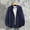 Navy, variant on Mens Shirts Spring Summer Breathable Long Sleeve Button Down Band Collar Work Shirts Beach Shirt