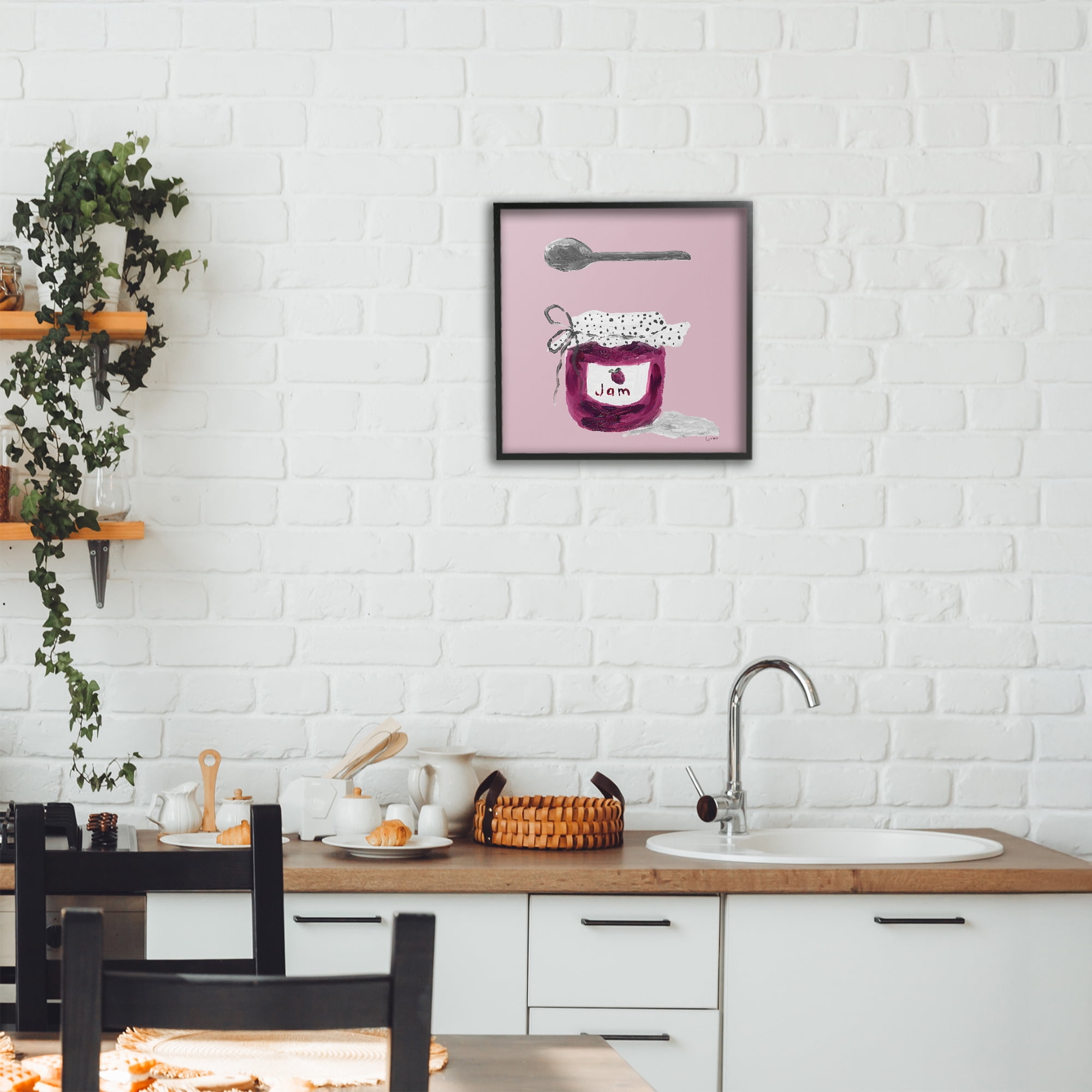 Stupell Industries Jam Jar over Blush Black Framed Giclee Art, design by Lucille Price