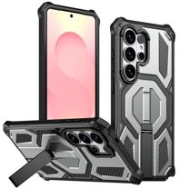 For Samsung Galaxy S24 Ultra 5G Case [Compatible With MagSafe], Hidden Metal Kickstand, Military-Grade Heavy Duty Case with Bumper Frame, 360° Full Body Shockproof Protection Cover,Grey