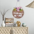 thumbnail image 3 of Advancent Placas de bienvenida de Año Nuevo de Acción de Gracias, patio trasero, puerta de entrada de jardín, letreros de colgantes, decoración Kits de decoración para fiestas Lazo rosa Advancent HA065332-02, 3 of 6