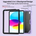 thumbnail image 3 of Elehold Rugged Hybrid Case Compatible with iPad 10th Generation 10.9" (2022)   with Butterfly  Kickstand Pencil Holder Shoulder Strap Shockproof Anti-Scratch Fashion Case,Purple, 3 of 7