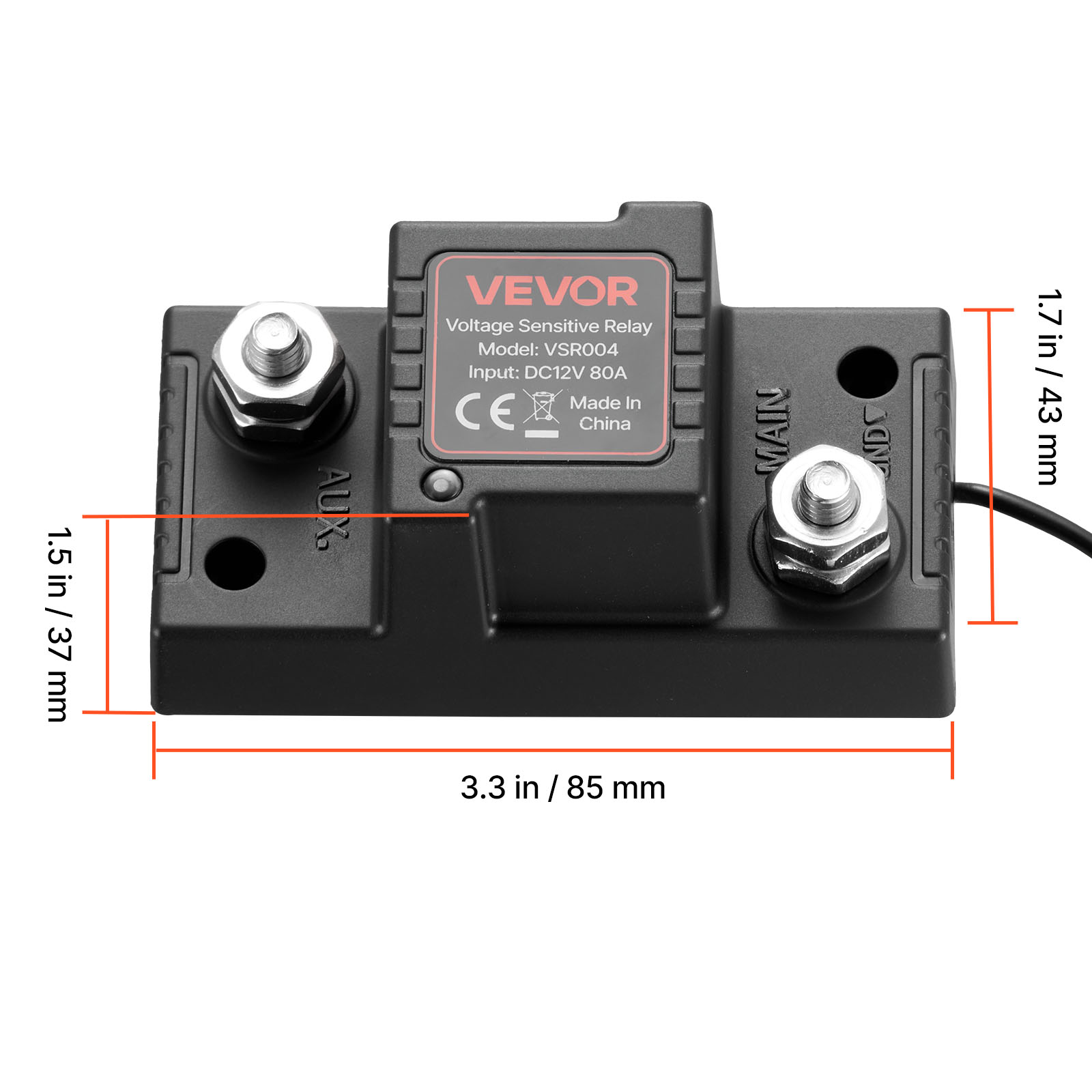 VEVOR Dual Battery Isolator Kit, 12V 80 Amp, Manual and Automatic VSR Voltage Sensitive Relay with Voltmeter, LCD Screen, Smart Battery Isolator, Compatible with Lead-Acid Batteries, for UTV, ATV