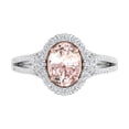 thumbnail image 3 of 1 1/2 Carat White Natural Diamond and Oval Shaped Morganite Color Stone Engagement Ring in 14K White Gold (Ring Size 11) (SI1-SI2 Clarity), 3 of 5