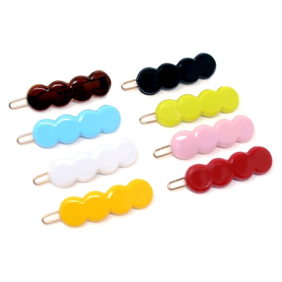 Parcelona French Circle Scallop Small Celluloid Hair Barrettes for Women(8 Pcs)