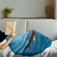 thumbnail image 3 of Shark Soft Flannel Fleece Throw Blanket, Shark in Sea with Sun Rays in Circle Aquatic Underwater Creature Predator Adventure, Cozy Plush for Indoor and Outdoor Use, 70" x 90", Blue Grey, by Ambesonne, 3 of 5