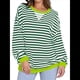 thumbnail image 1 of Sudaderas A Rayas para Mujer, Camisetas de Larga con Cuello Redondo de Gran Tamaño, Jersey Y2K, Ropa de Moda de Otoño Verde S, 1 of 8