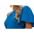 thumbnail image 4 of Summer Dresses for Women One Shoulder Ruffle Sleeve Flowy Casual Loose Chiffon Beach Wedding Guest Party Dress S-XL, 4 of 5