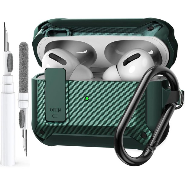 Yanonmyfd for Airpods Pro 3 Case with Lock Clip, Rugged Apple Airpods Pro 3rd Generation Cover 2025 Men Women, Armor Shockproof iPod Pro3 Gen Protective Hard Shell with Carabiner&Cleaner kit, Black