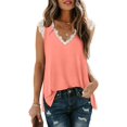 thumbnail image 1 of Womens Tank Tops V Neck Lace Side Split Summer Sleeveless Tops, 1 of 5