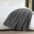 thumbnail image 5 of Home Soft Things Shaggy Wavy Faux Fur Throw Blanket with Micromink Back, Luxury Soft Cozy Plush Fluffy Fuzzy Reversible Thick Warm Throw Blanket, 50x60 inches, Grey, 5 of 9