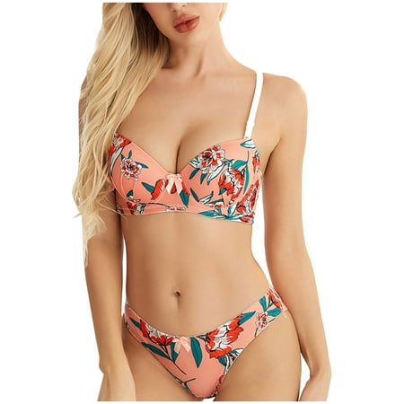 

TZNBGO Bras for Women Push Up Women s Backless Bra Minimizer Bras Women Print Bra With Steel Ring Suit And Comfortable Girl Underwear Lingerie A2138 Printed Gathered Steel Ring Bra Set9343Pink