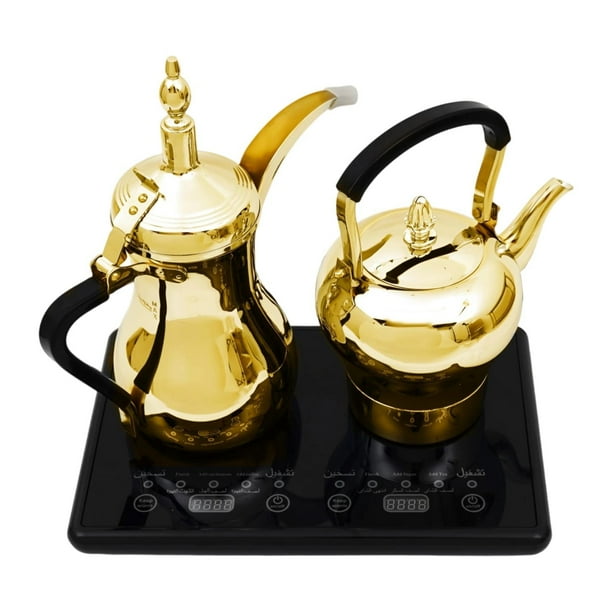 2 teteras eléctricas árabes fáciles de limpiar para el hogar, la cocina y los amantes del café de goteo. Oro