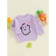 thumbnail image 3 of Musuos Baby Halloween Sweaters 3 6 9 12 18 24M 3T Long Sleeve Round Neck Ghost/Skull Embroidery Knitted Tops Toddler Sweatshirts, 3 of 8