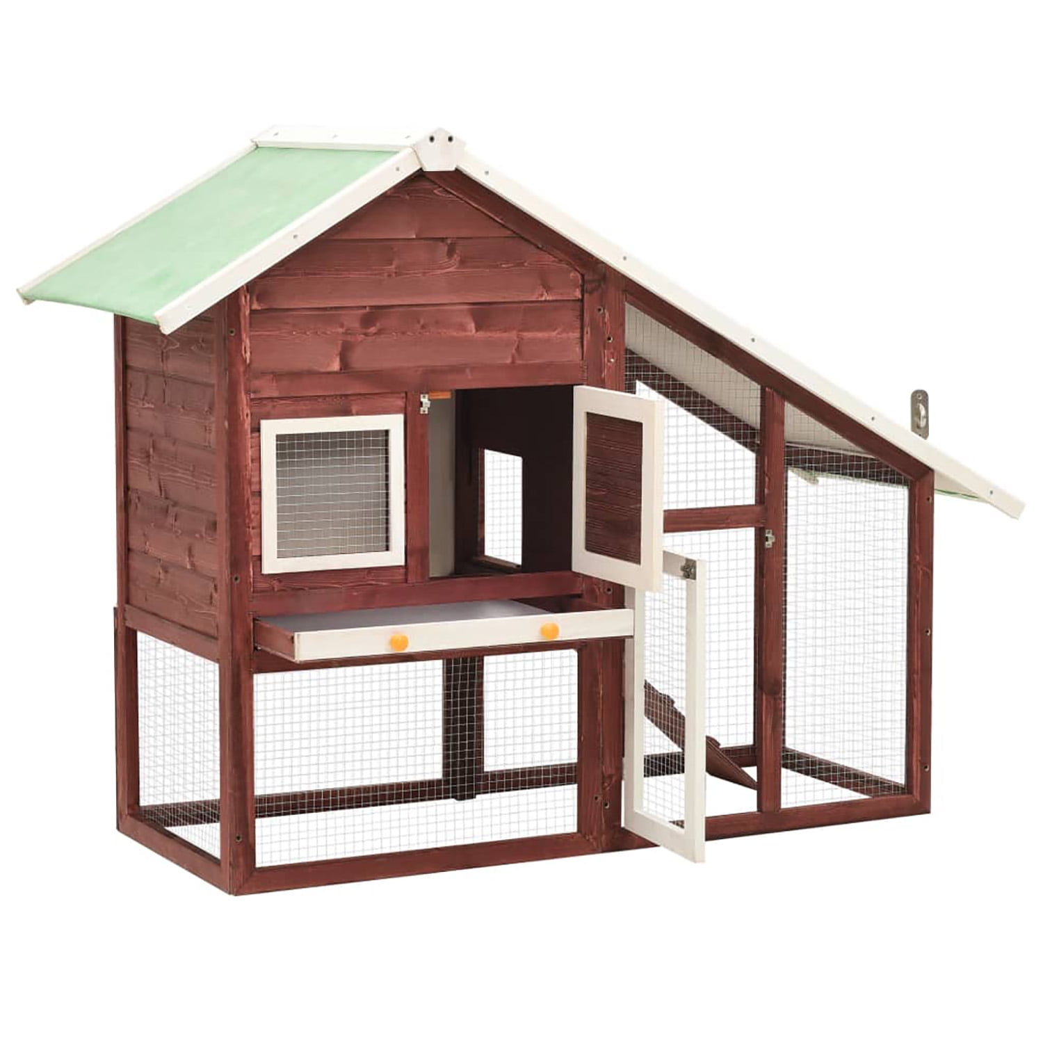 Pefilos 55" Rabbit Hutch Outdoor with Run, Solid Firwood Rabbit Cages for Indoor Large Bunny House for Two, Brown Pefilos 55" Rabbit Hutch Outdoor with Run, Solid Firwood Rabbit Cages for Indoor Large Bunny House for Two, Brown