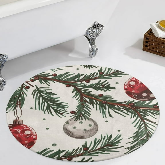 Christmas Balls Colorful Round Carpet Circle Rug Outdoor Patio Area Rug Washable Large Area Rugs Hallway Room Decor Fitness Mats