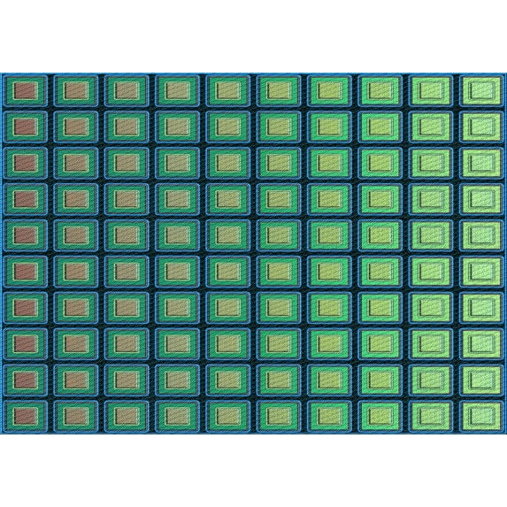 Ahgly Company Indoor Rectangle Patterned Lime Mint Green Area Rugs, 3' x 5'