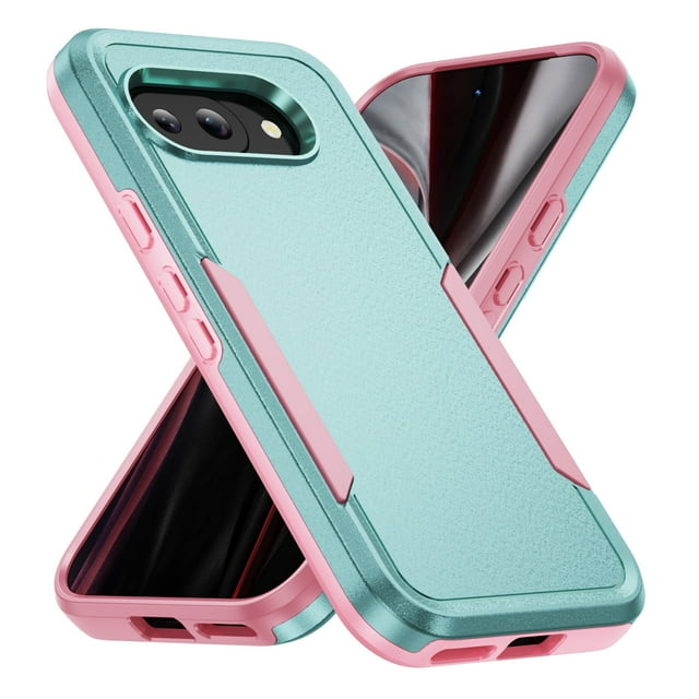 KOMI for Google Pixel 9a Case: Dual Layer Protective Heavy Duty Cell Phone Cover Shockproof Rugged with Screen Protector - Military Protection Bumper Tough - Google Pixel 9A 6.3inch, Green Pink