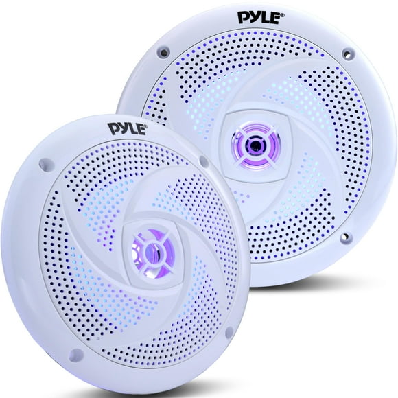 Pyle Marine Speakers - 4 Inch 2 Way Waterproof and Weather Resistant Outdoor Audio Stereo Sound System with LED Lights, 100 Watt Power and Low Profile