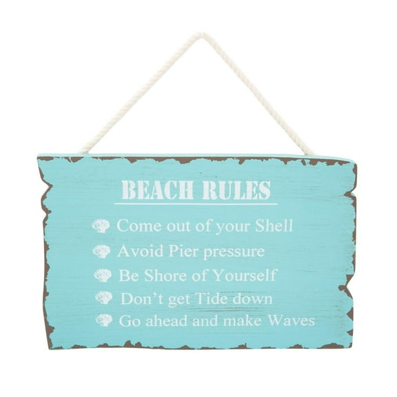 Wooden "Beach Rules" Sign
