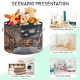 thumbnail image 4 of Round Toy Storage Basket Open Home Storage Bins Foldable Baskets for Toys, Laundry & Home Decor Christmas Street, 4 of 6