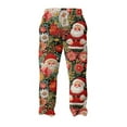 thumbnail image 4 of Fabrcox Flannel Pajama Pants Men Christmas Snowman Cute Print Flannel Sleep Lounge Pants Big and Tall Casual Fall Printed Pj Pants with Pockets Red L, 4 of 4