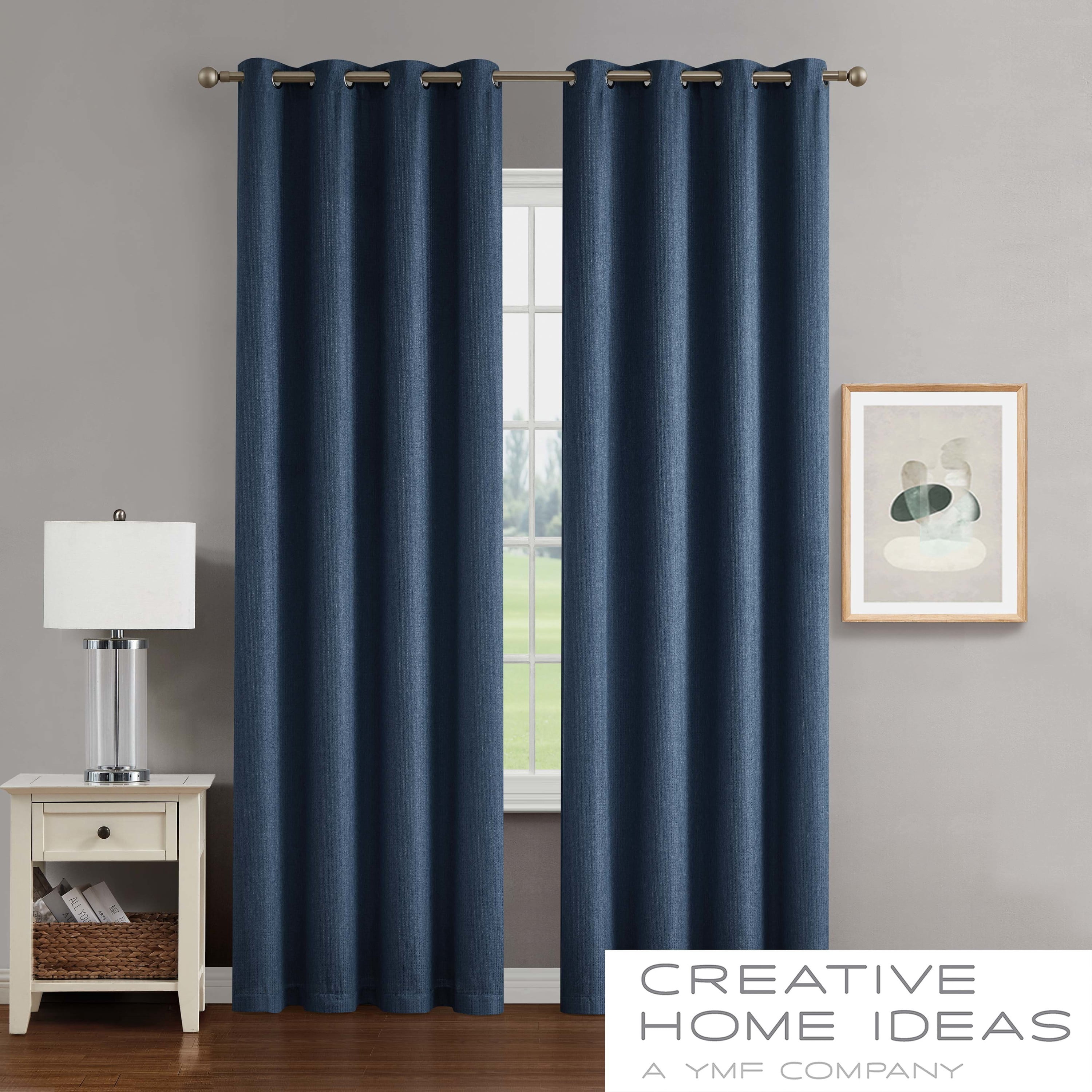 Chyna Blackout Window Curtain Panels with Tiebacks, Grommet, Blue, 50" x 108"
