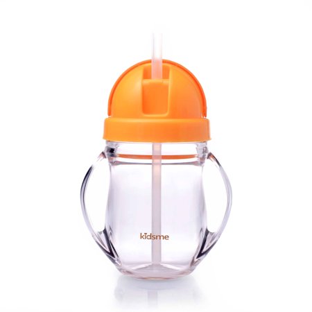 Kidsme Straw Sippy Cup with a Leak Proof Lid, BPA-Free, Orange