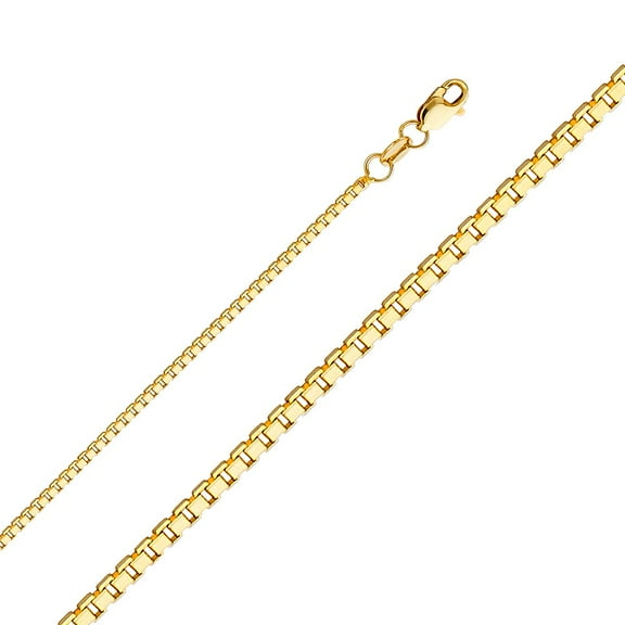 Precious Stars Genuine 14k Yellow Gold 1.2mm Thin Box Chain Necklace for Men and Women - Perfect for Pendants - Available in 16" 18" 20" 22" 24"