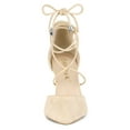 thumbnail image 3 of BLISSFUL STEP Women's Pointy Toe Chunky Heels Lace Up Pumps, 3 of 7