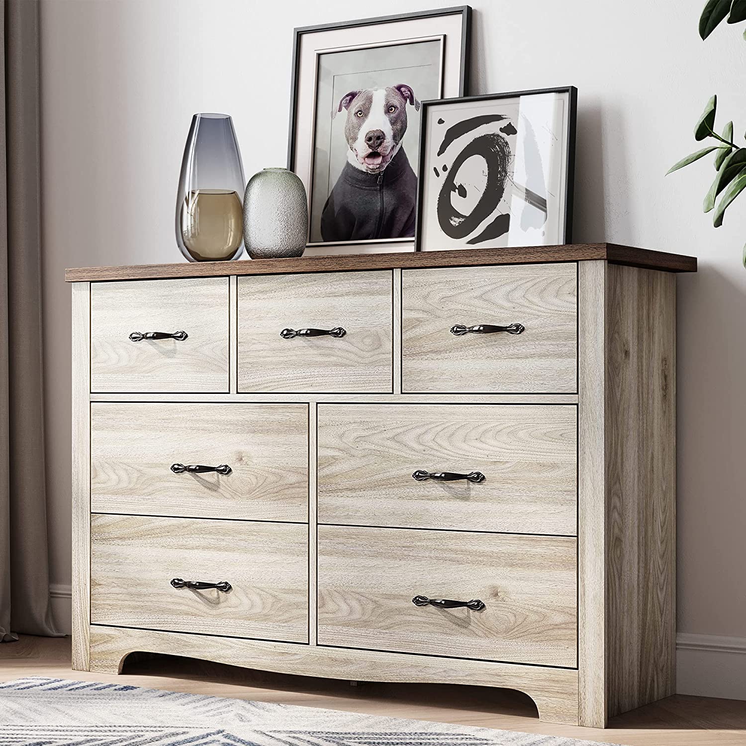 boombiugero 6 Drawer Dresser Dresser for Bedroom Nursery Baby Dresser